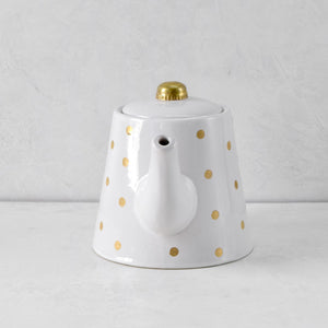 Esmira Golden Polka Dots Ceramic Teapot - Home Artisan