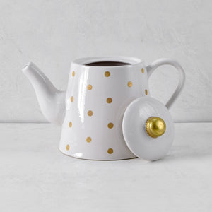 Esmira Golden Polka Dots Ceramic Teapot - Home Artisan