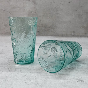 Jeremiah Turquoise Gingko Leaf Drinking Glass (Set of 2)