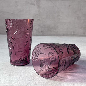 Zephyr Plum Gingko Leaf Drinking Glass (Set of 2) - Home Artisan