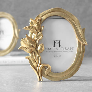 Tiffany Floral Detail Golden Photo Frame (5x7)