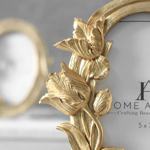 Tiffany Floral Detail Golden Photo Frame (5x7)