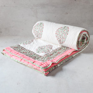 Spring Paisley Hand Block Print Quilt