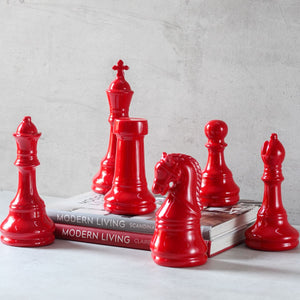 Laurence Red Chess Piece Sculptures (Set of 6)