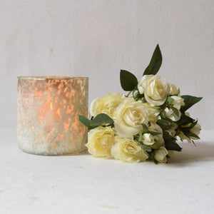 Cylindrical Ivory and Gold Candle Holder