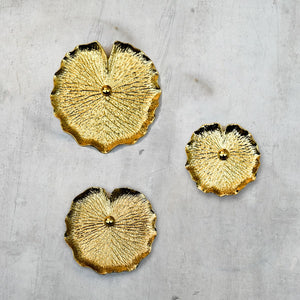 Lotus Leaf Ceramic Wall Sculptures - Set of 3