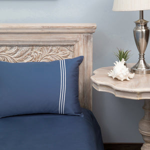 3 Stripes Moonlight Blue Cotton Sateen Bed Sheet by Veda Homes