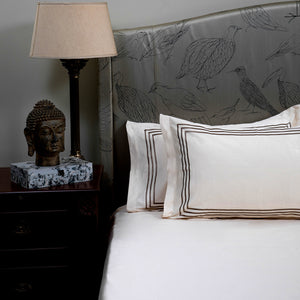 Parallel Cream Cotton Sateen Bed Sheet by Veda Homes