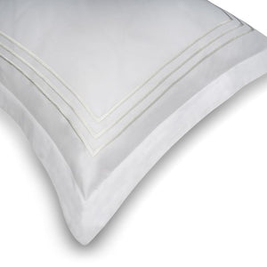 Parallel White Cotton Sateen Bed Sheet by Veda Homes