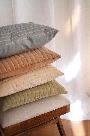 Eden Striped Oatmeal Oblong Cushion Cover by Sanctuary Living - Home Artisan