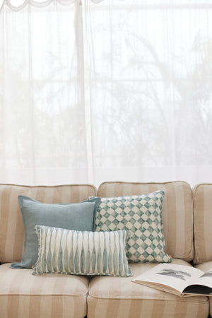 Ripple Blue Oblong Linen Cushion Cover by Sanctuary Living - Home Artisan