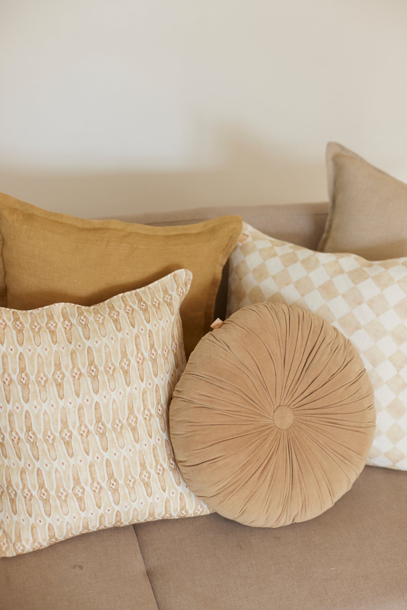Checker Beige Oblong Cushion Cover by Sanctuary Living - Home Artisan
