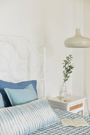 Ripple Blue Lumbar Linen Cushion Cover by Sanctuary Living - Home Artisan