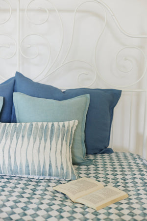 Checker Blue Linen Bedspread by Sanctuary Living - Home Artisan