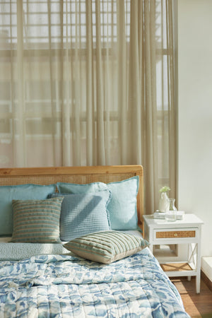 Cascade Blue Linen Bedspread by Sanctuary Living - Home Artisan