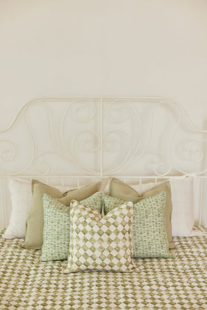 Checker Green Linen Bedspread by Sanctuary Living - Home Artisan