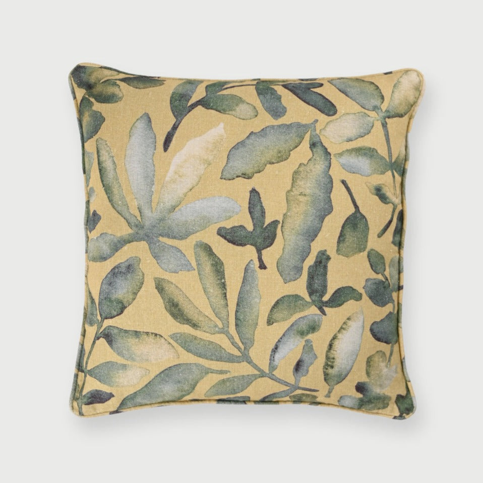 Flora Ochre Linen Cushion Cover by Sanctuary Living - Home Artisan