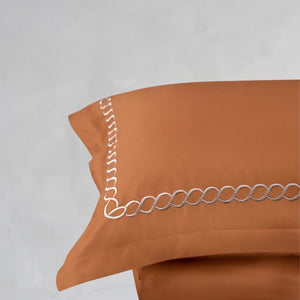 Petals Copper Gold Cotton Sateen Bed Sheet by Veda Homes