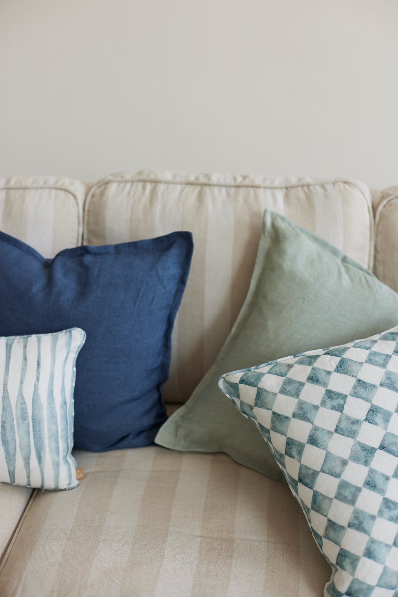 Checker Blue Oblong Cushion Cover by Sanctuary Living - Home Artisan