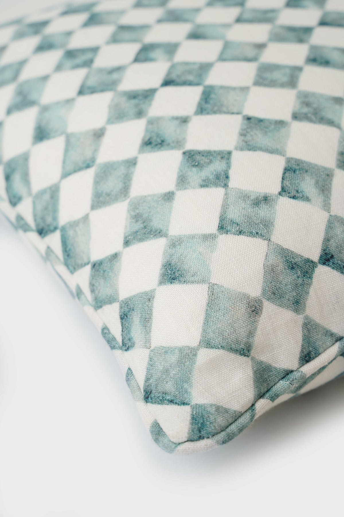 Checker Blue Oblong Cushion Cover by Sanctuary Living - Home Artisan