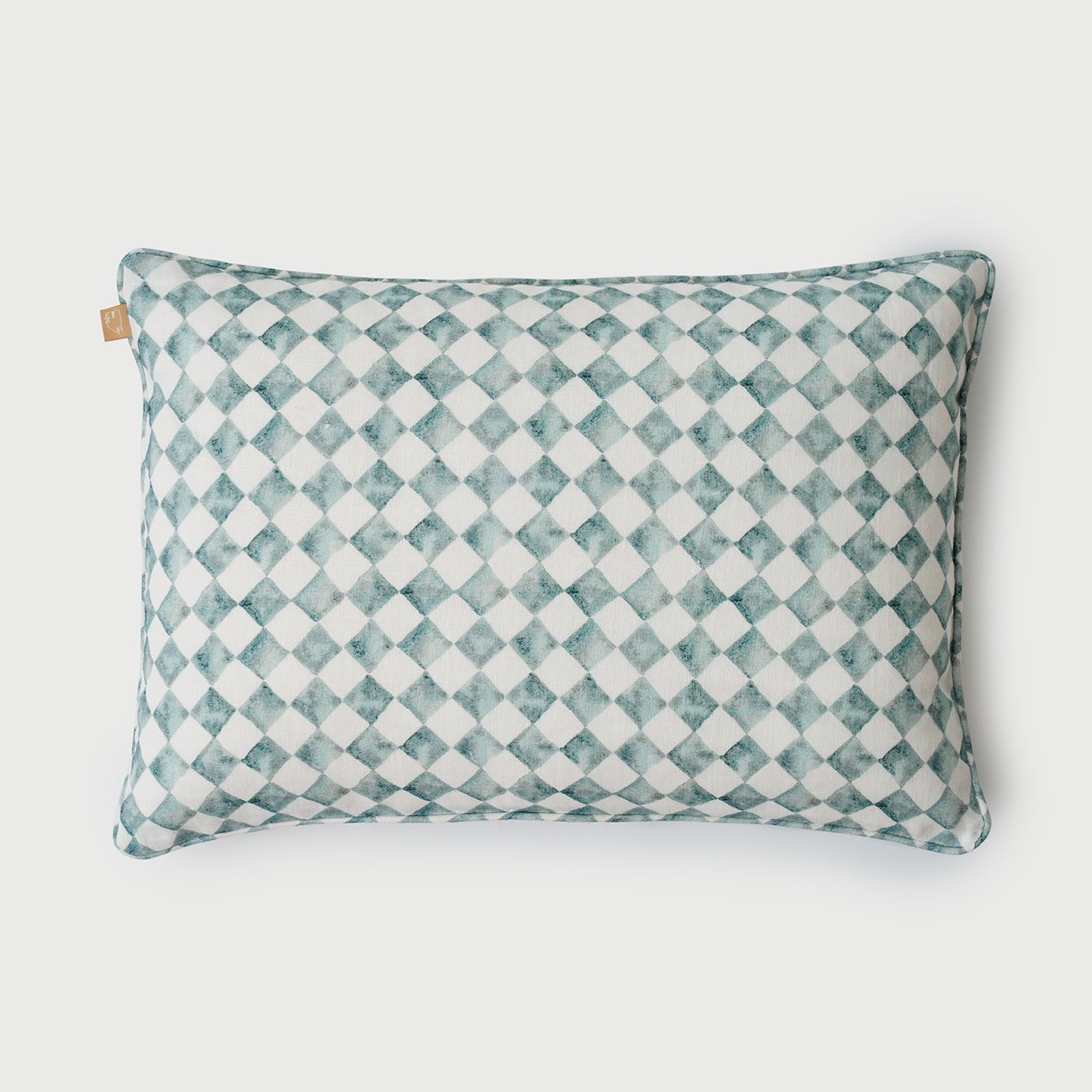 Checker Blue Oblong Cushion Cover by Sanctuary Living - Home Artisan