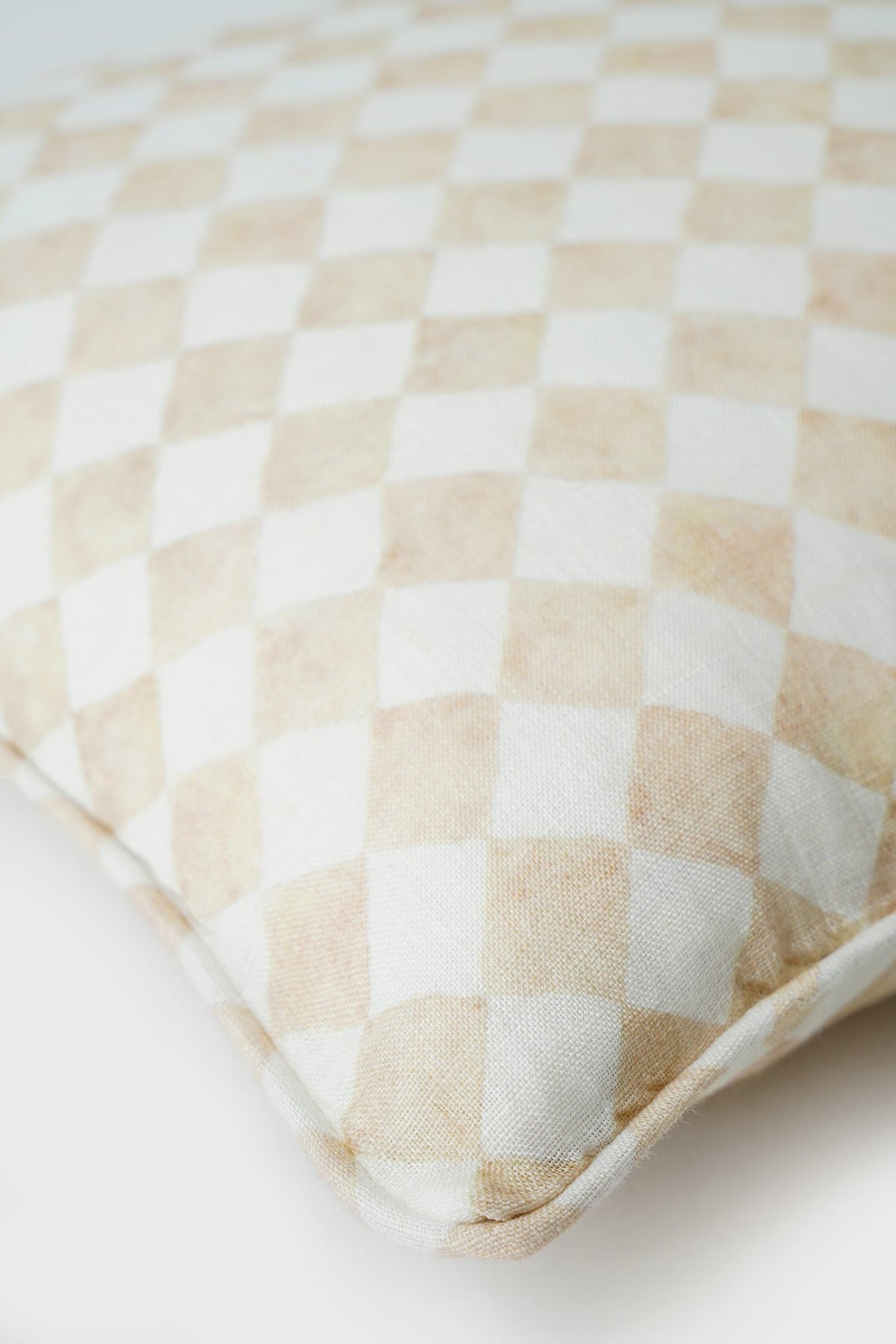 Checker Beige Oblong Cushion Cover by Sanctuary Living - Home Artisan