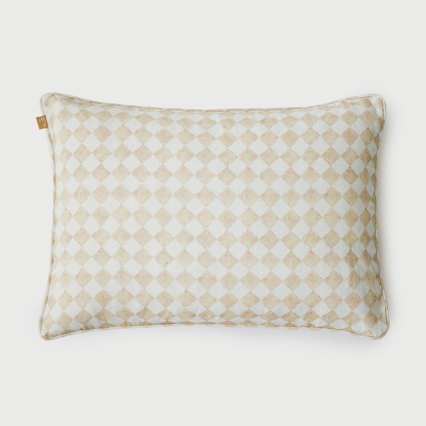 Checker Beige Oblong Cushion Cover by Sanctuary Living - Home Artisan