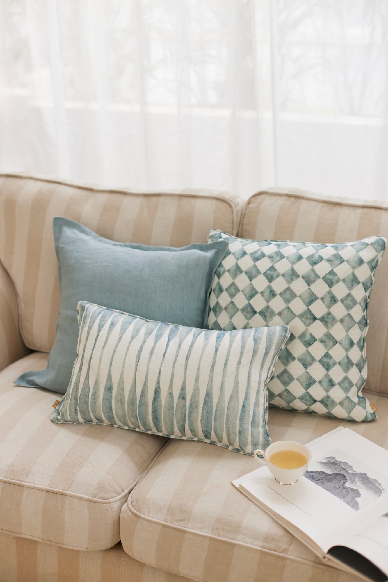 Checker Blue Cushion Cover by Sanctuary Living - Home Artisan