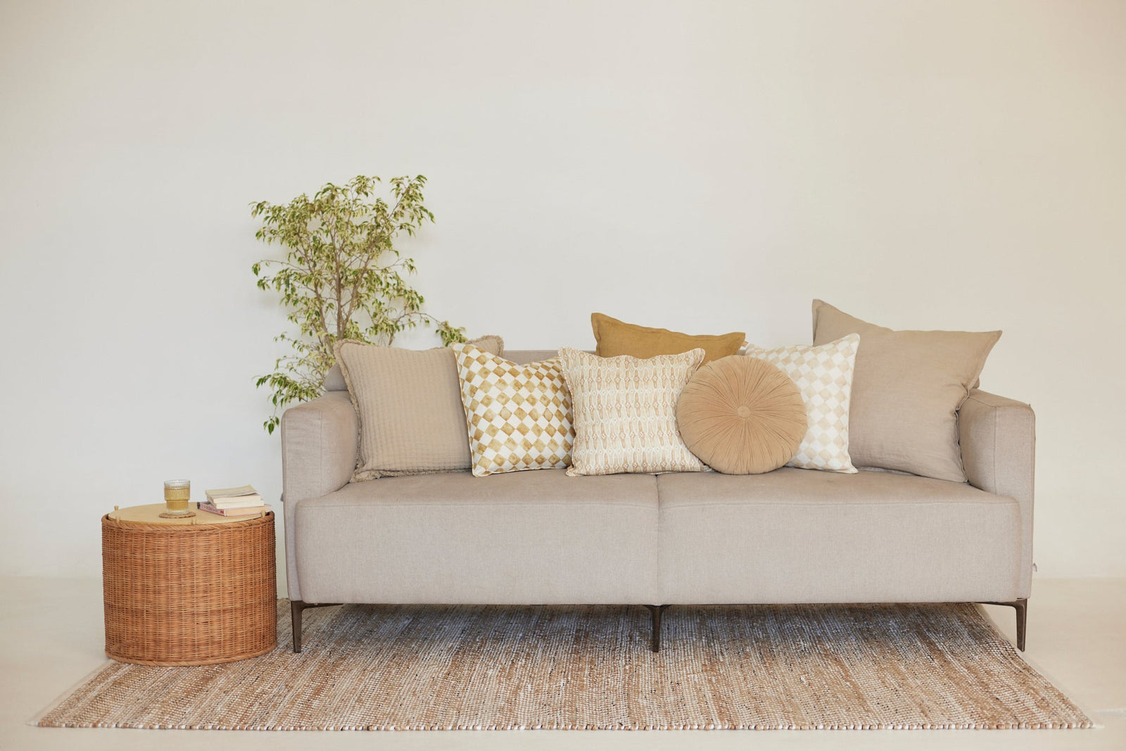 Checker Beige Cushion Cover by Sanctuary Living - Home Artisan