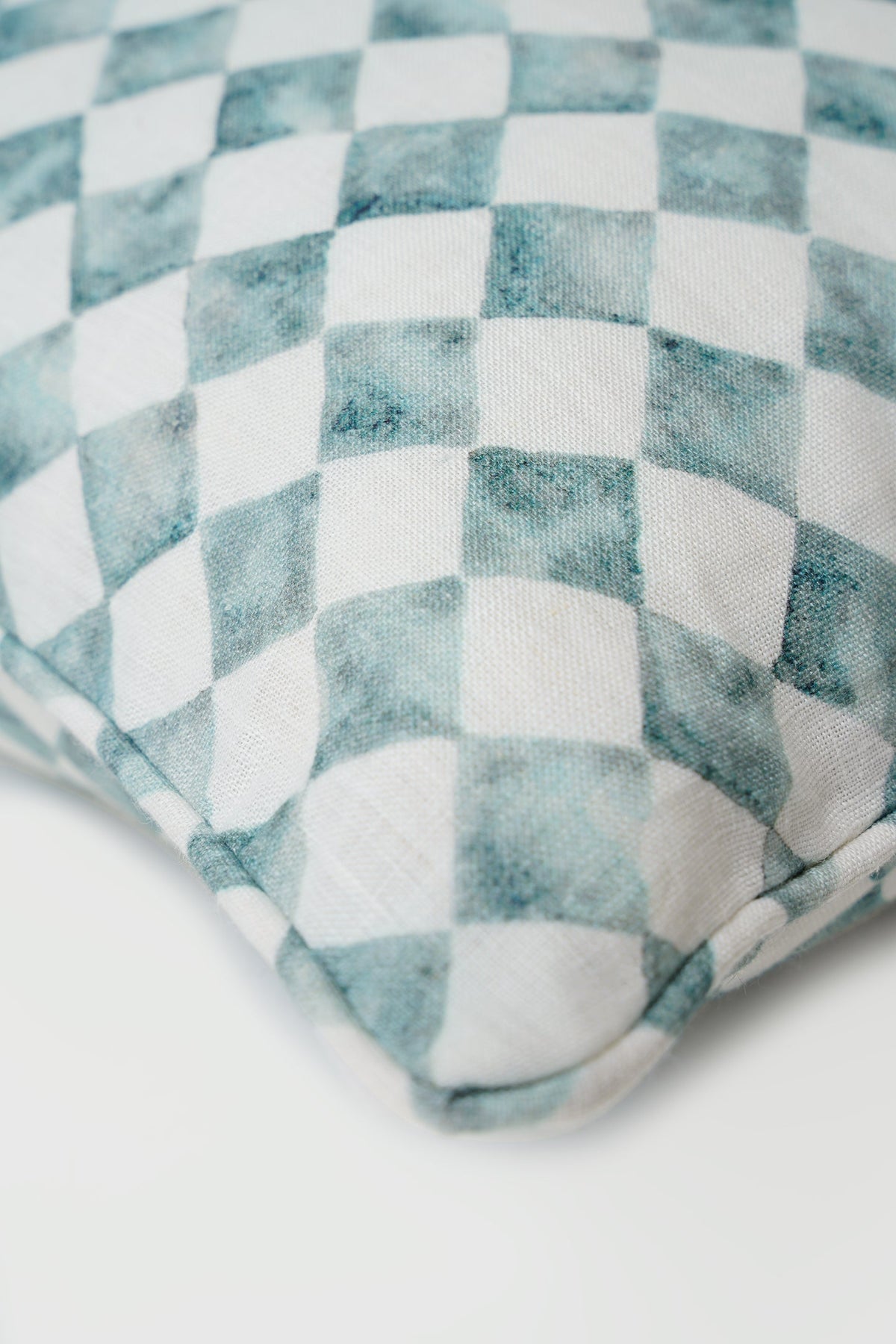 Checker Blue Lumbar Cushion Cover by Sanctuary Living - Home Artisan
