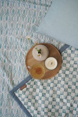 Mosaic Blue Linen Bedspread by Sanctuary Living - Home Artisan