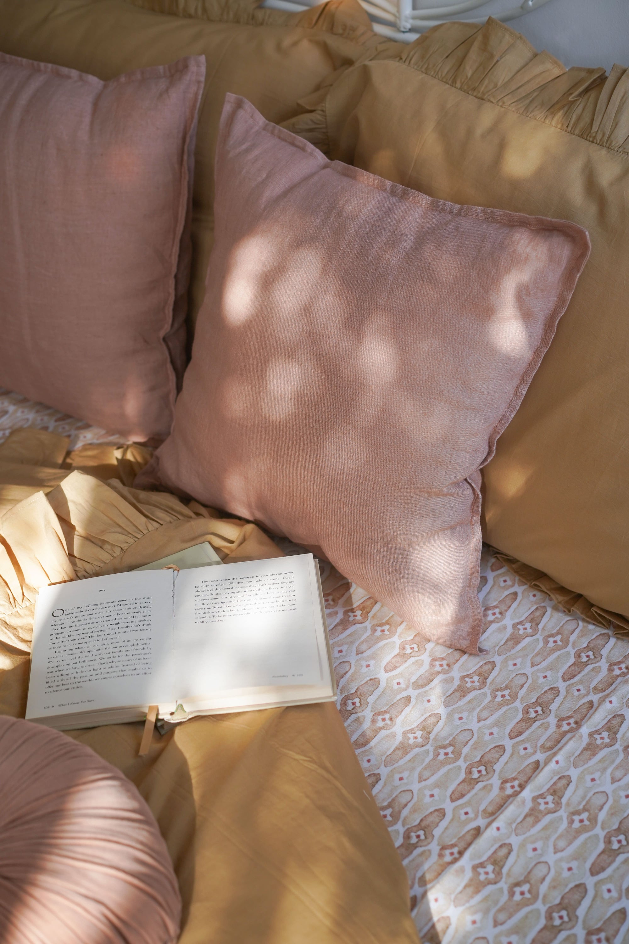 Mosaic Sand Linen Bedspread by Sanctuary Living - Home Artisan