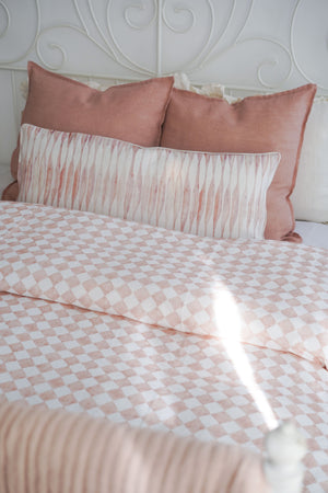 Checker Blush Linen Bedspread by Sanctuary Living - Home Artisan