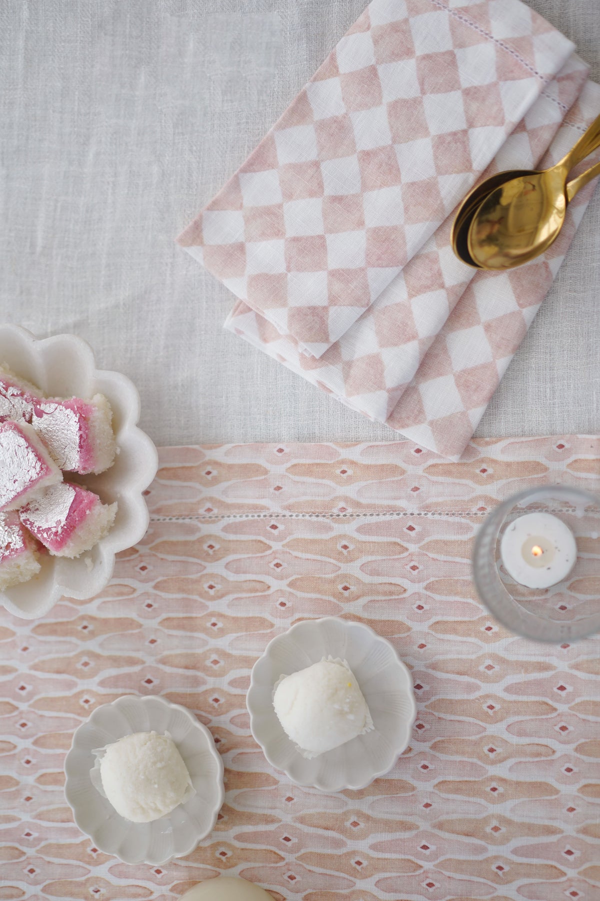 Checker Blush Table Napkin (Set of 2) by Sanctuary Living - Home Artisan