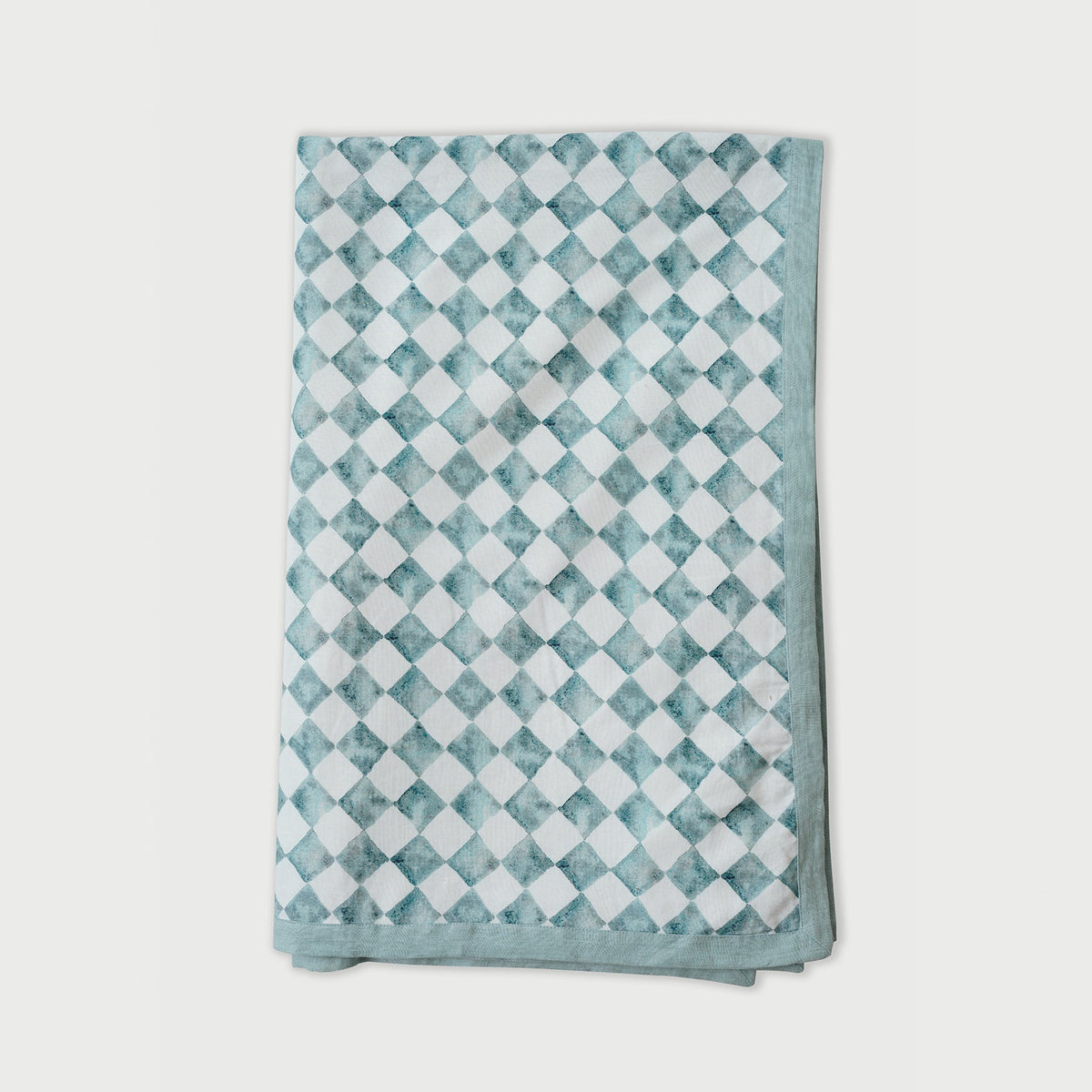 Checker Blue Linen Bedspread by Sanctuary Living - Home Artisan