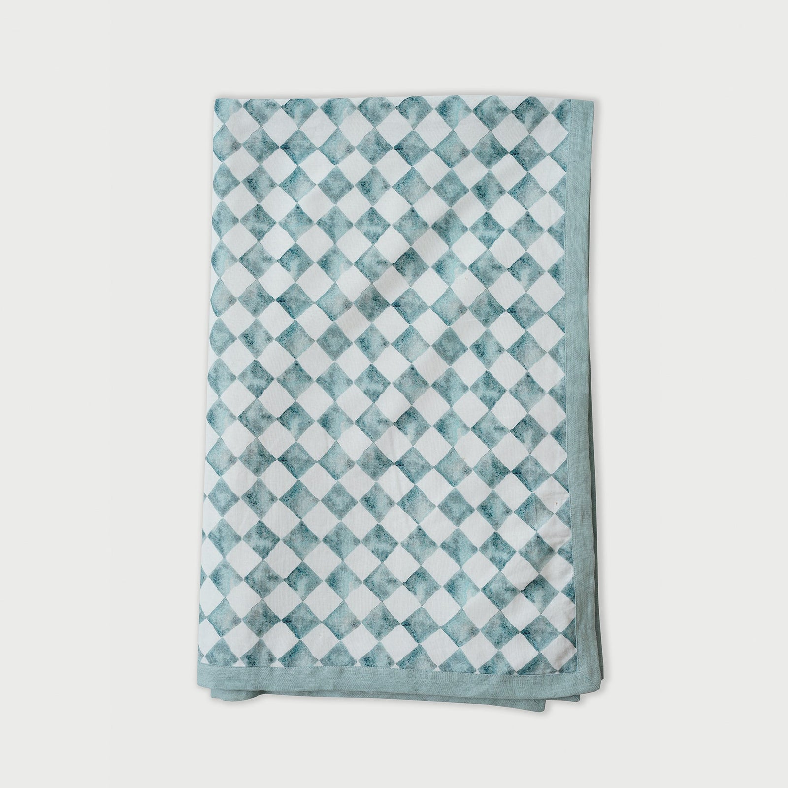 Checker Blue Linen Bedspread by Sanctuary Living - Home Artisan