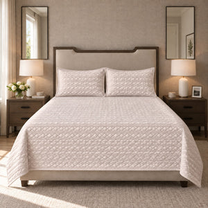 Elara Diamond Quilted Cotton Sateen Bed Cover Set with Pillow Cases - Home Artisan