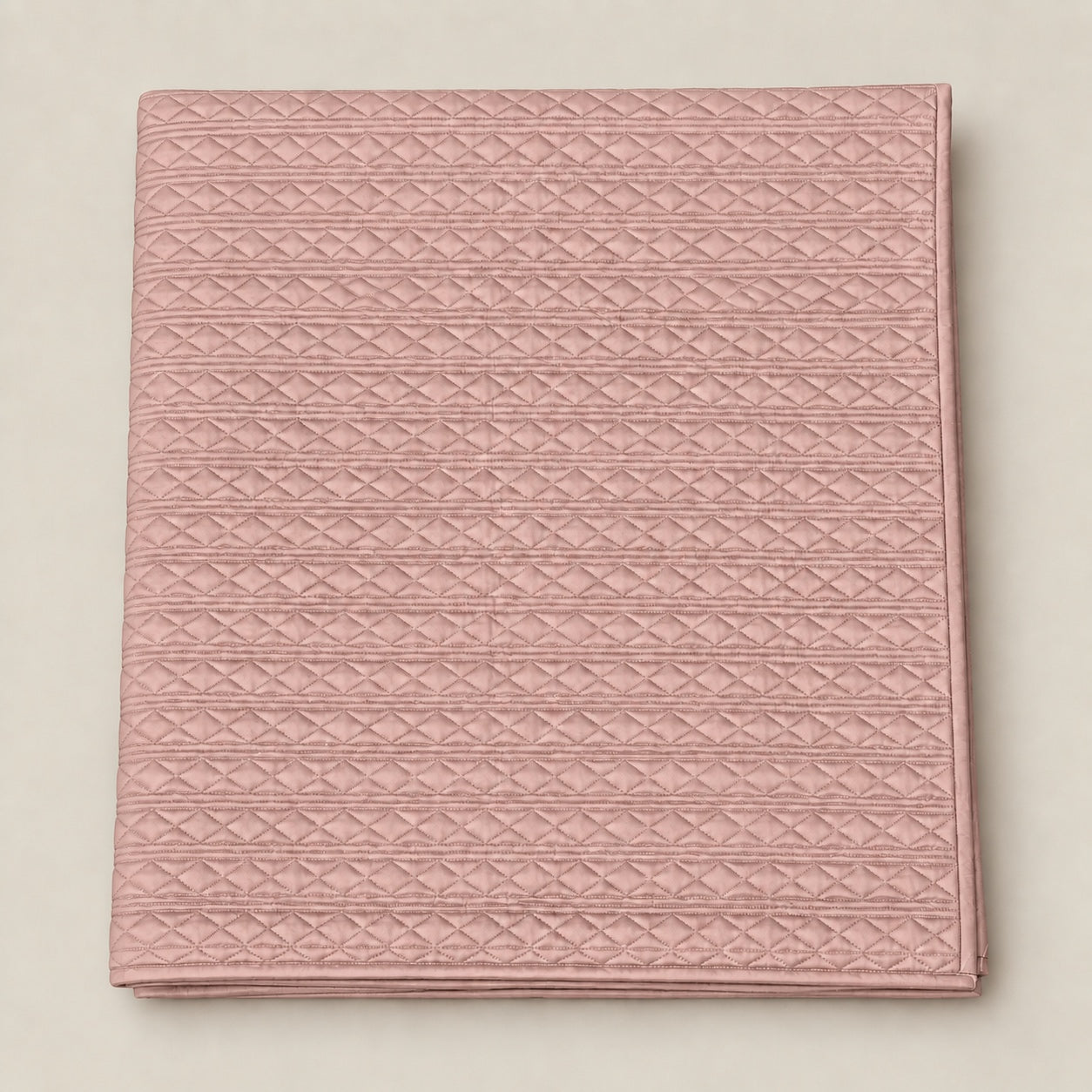 Rosalie Diamond Quilted Cotton Sateen Bed Cover Set with Pillow Cases (Dustry Pink)