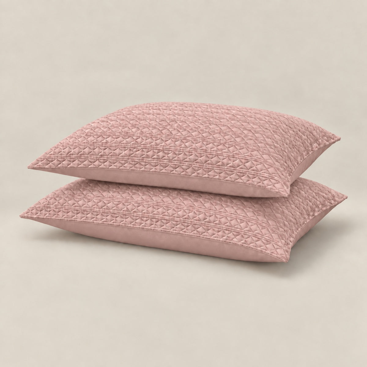 Rosalie Diamond Quilted Cotton Sateen Bed Cover Set with Pillow Cases (Dustry Pink)