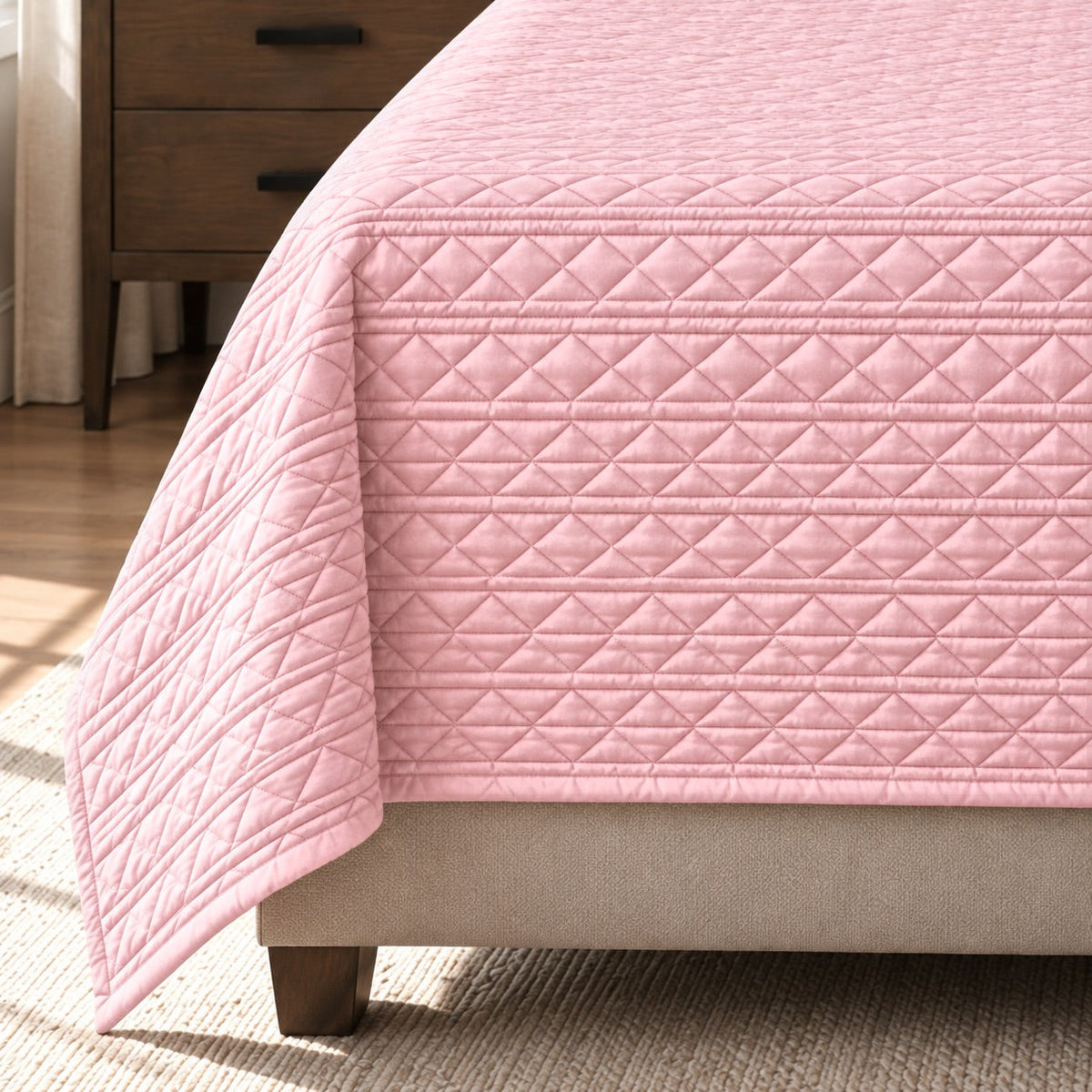 Rosalie Diamond Quilted Cotton Sateen Bed Cover Set with Pillow Cases - Home Artisan