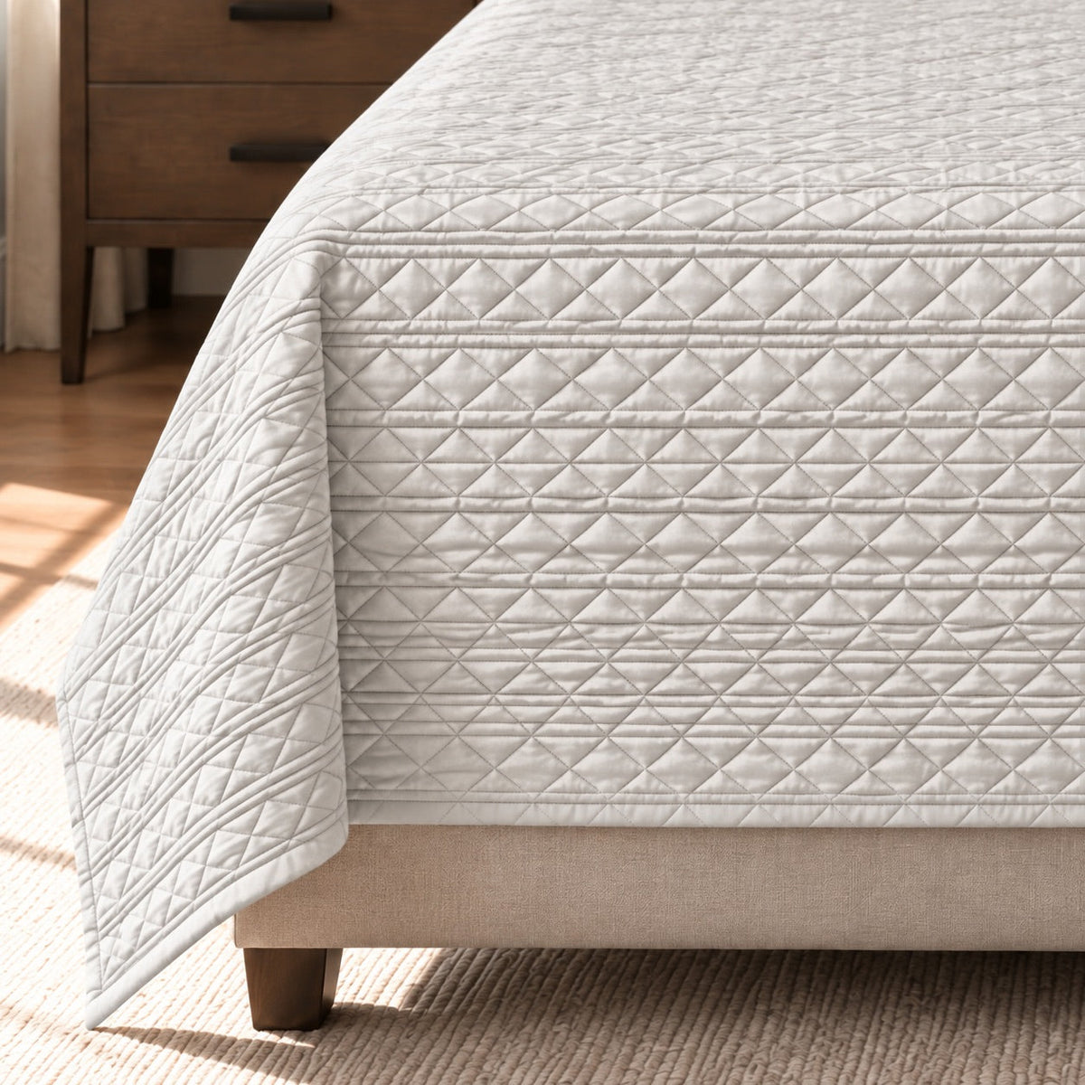 Selene Diamond Quilted Cotton Sateen Bed Cover Set with Pillow Cases - Home Artisan