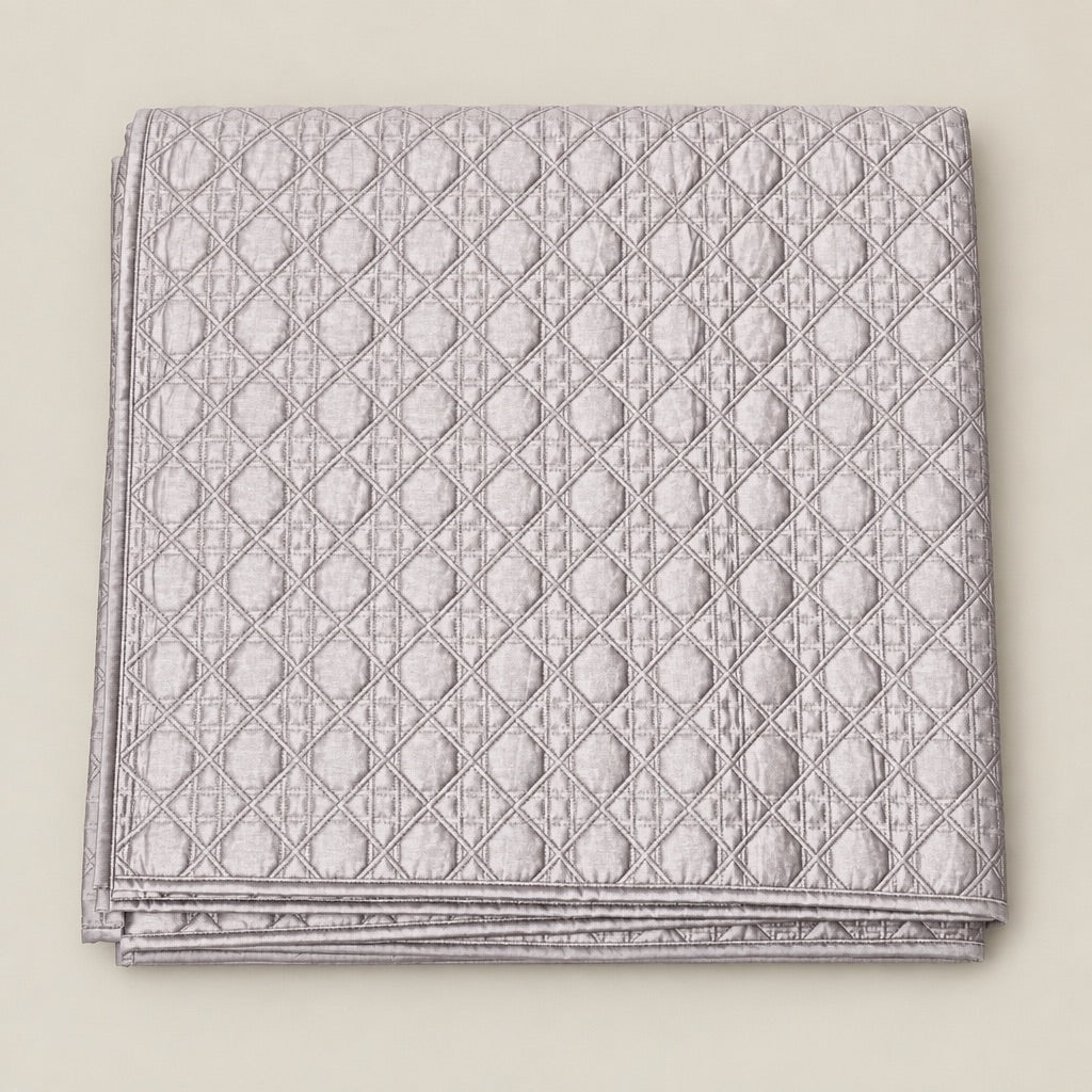 Amara Lattice Quilted Cotton Sateen Bed Cover Set with Pillow Cases - Home Artisan