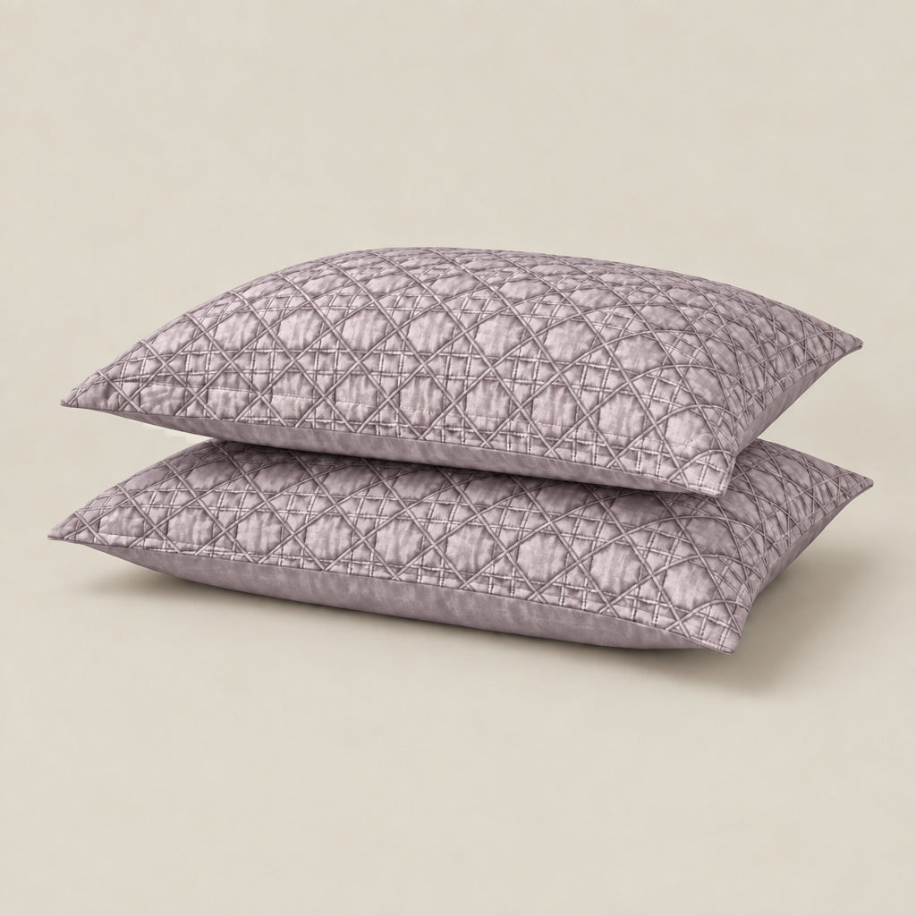 Amara Lattice Quilted Cotton Sateen Bed Cover Set with Pillow Cases - Home Artisan