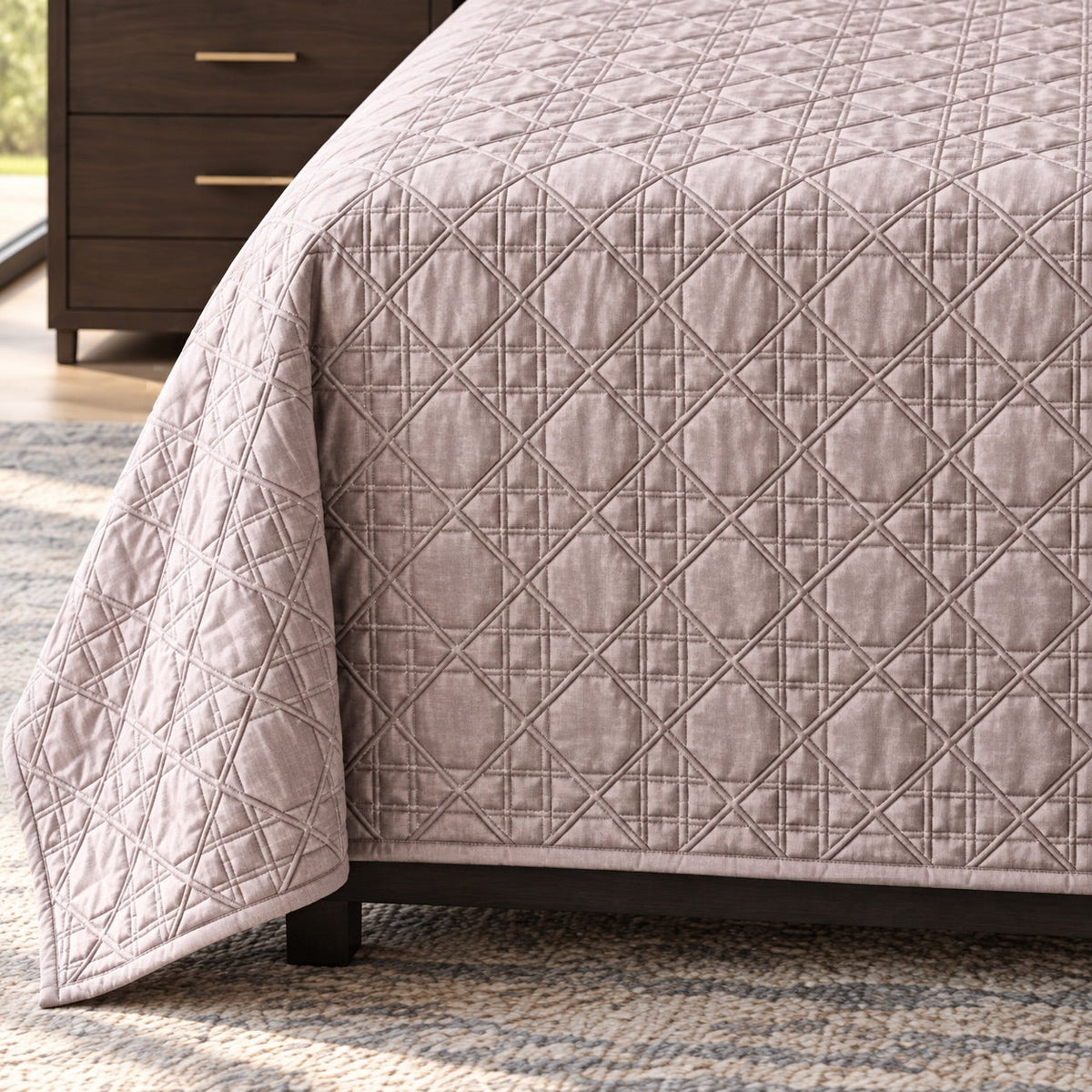 Amara Lattice Quilted Cotton Sateen Bed Cover Set with Pillow Cases - Home Artisan
