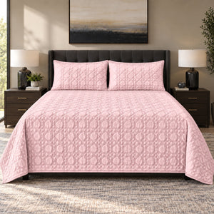 Floria Lattice Quilted Cotton Sateen Bed Cover Set with Pillow Cases - Home Artisan