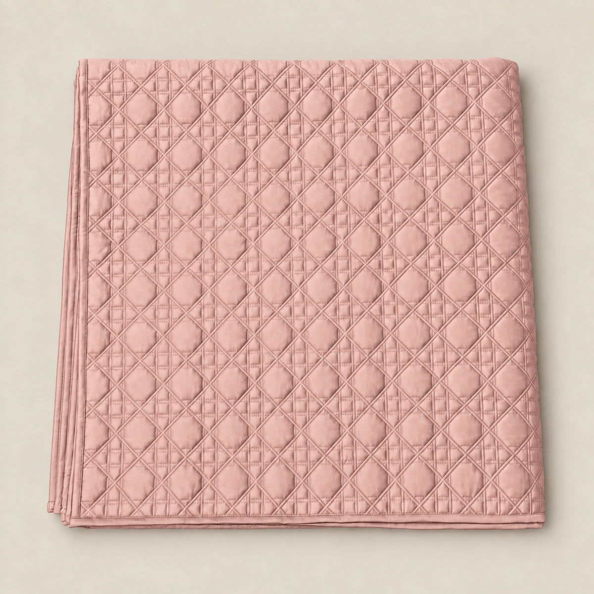 Floria Lattice Quilted Cotton Sateen Bed Cover Set with Pillow Cases (Dusty Pink)