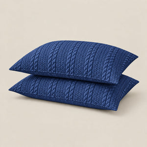 Caspian Braided Pattern Quilted Cotton Sateen Bed Cover Set with Pillow Cases - Home Artisan