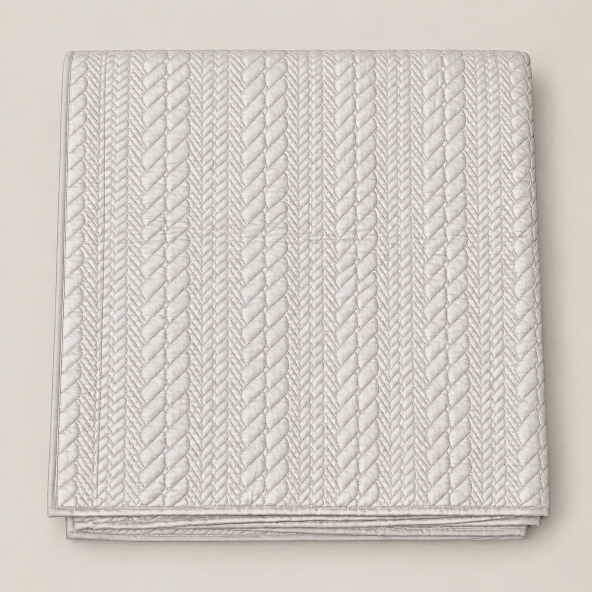 Bianca Braided Pattern Quilted Cotton Sateen Bed Cover Set with Pillow Cases - Home Artisan