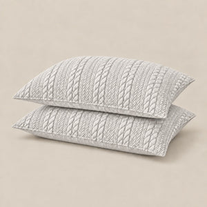 Bianca Braided Pattern Quilted Cotton Sateen Bed Cover Set with Pillow Cases - Home Artisan