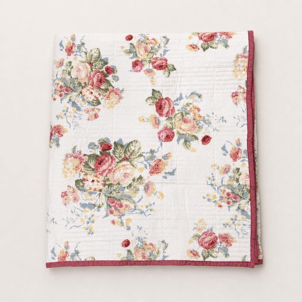 Elowen Pink Rose Floral King-Size Cotton Bed Cover with Pillow Cases - Home Artisan